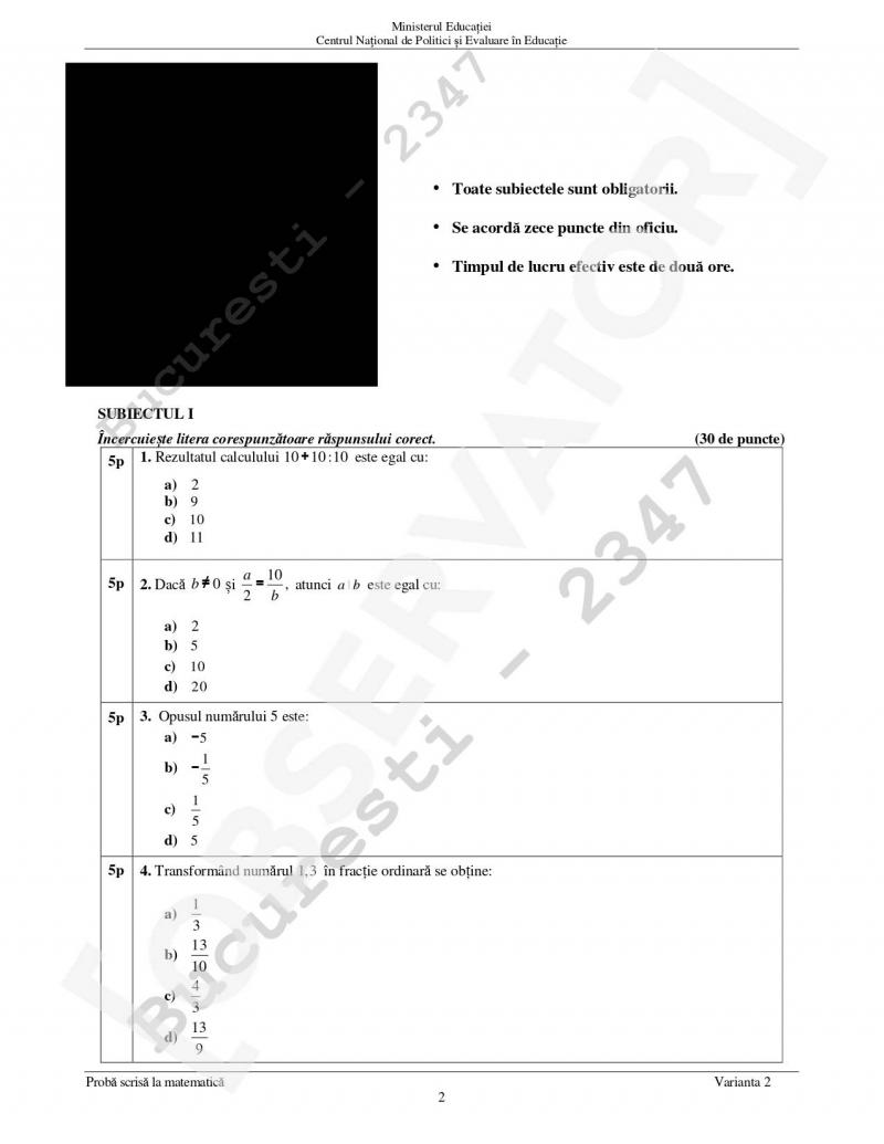 Subiecte Matematică Evaluare Naţională 2022 Subiecte Matematică Evaluare Naţională 2022