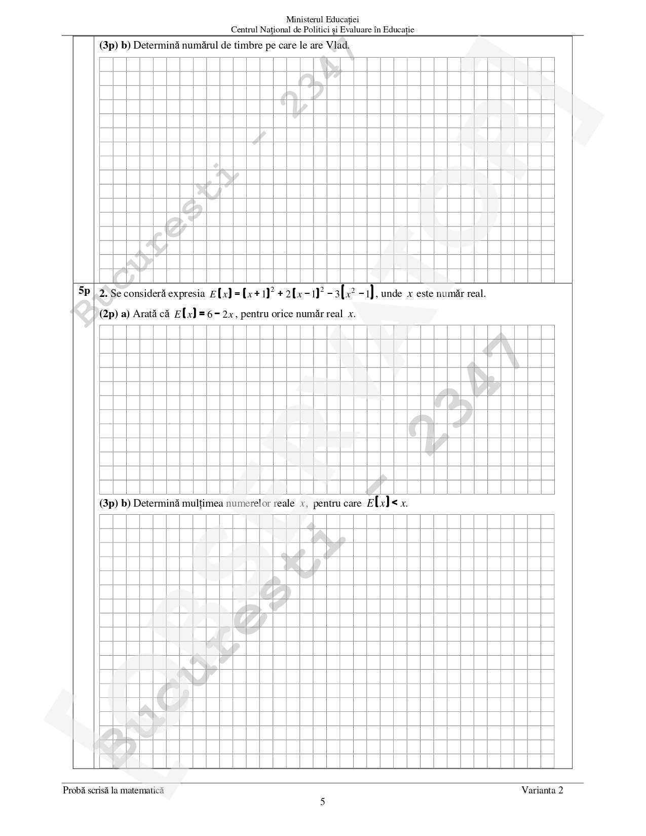 Subiecte Matematică Evaluare Naţională 2022