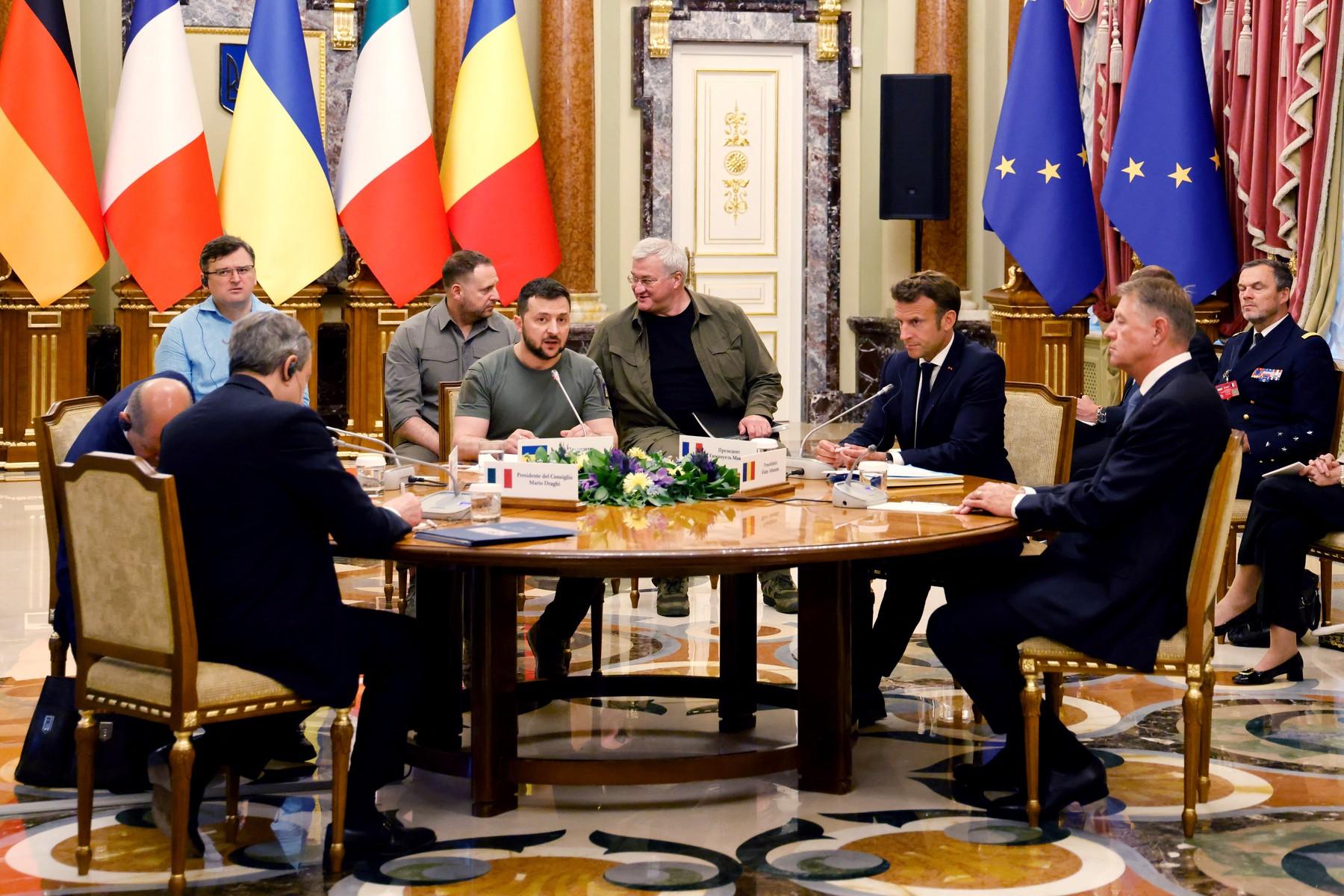 Iohannis, Macron, Zelenski, Draghi și Scholz la Kiev