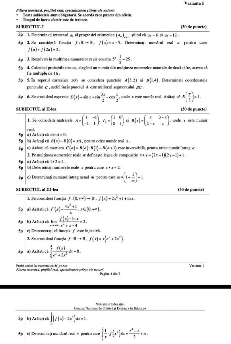 Subiecte matematică BAC 2022. Exerciţii grele la mate-info Subiecte matematică BAC 2022. Exerciţii grele la mate-info