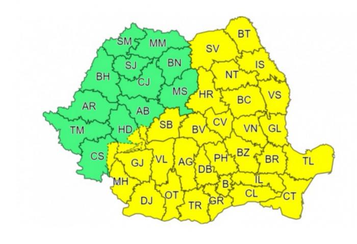 Alertă de vreme severă în România. Mai bine de jumătate de țară, inclusiv Capitala, sub cod galben de ploi, grindină și vijelii