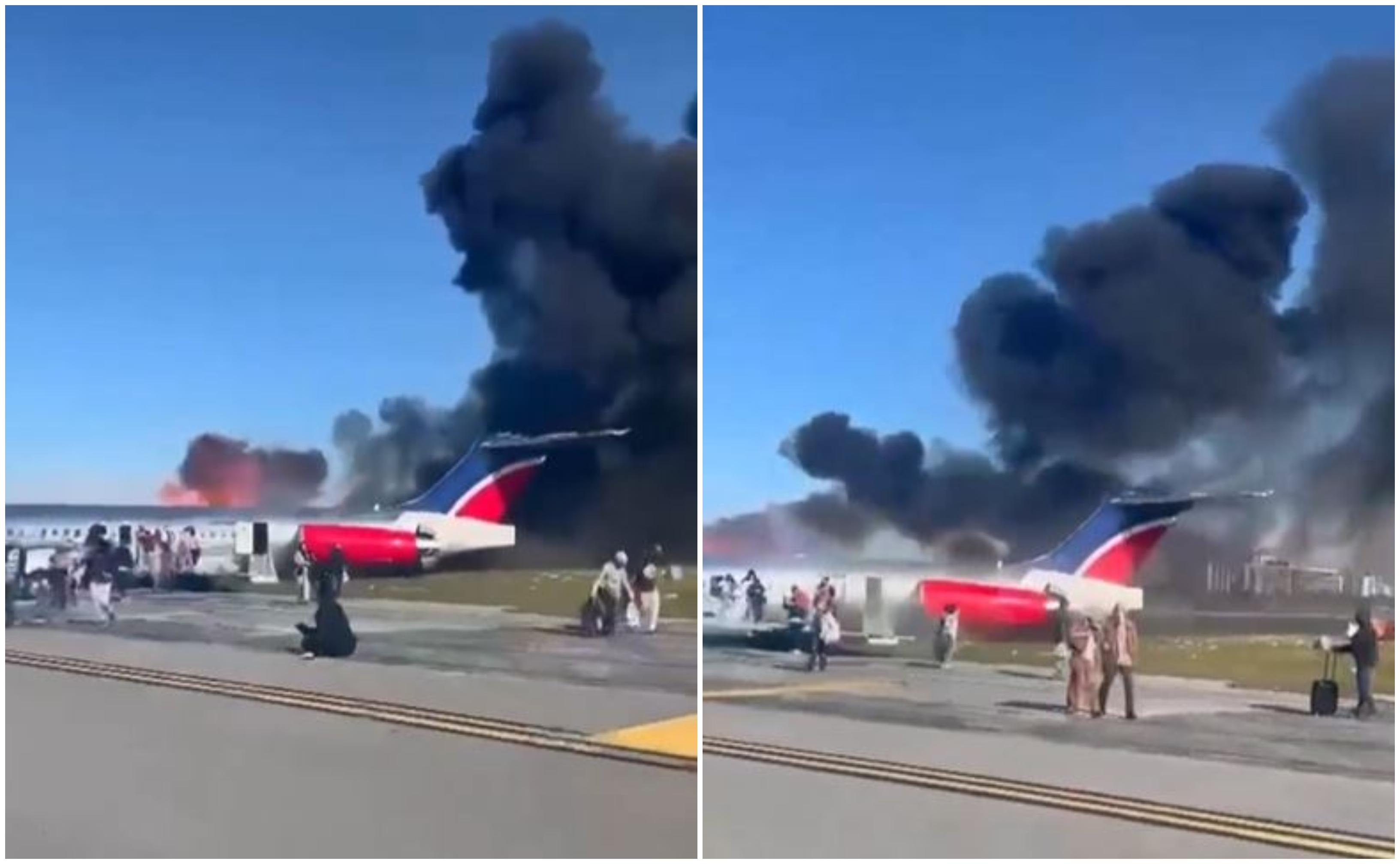 Avion cuprins de flăcări pe aeroportul din Miami