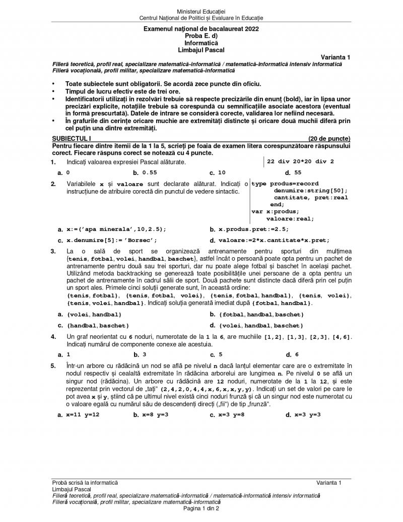 Cum se rezolvă subiectele la informatică de la Bacalaureat 2022. Baremul de corectare a fost publicat