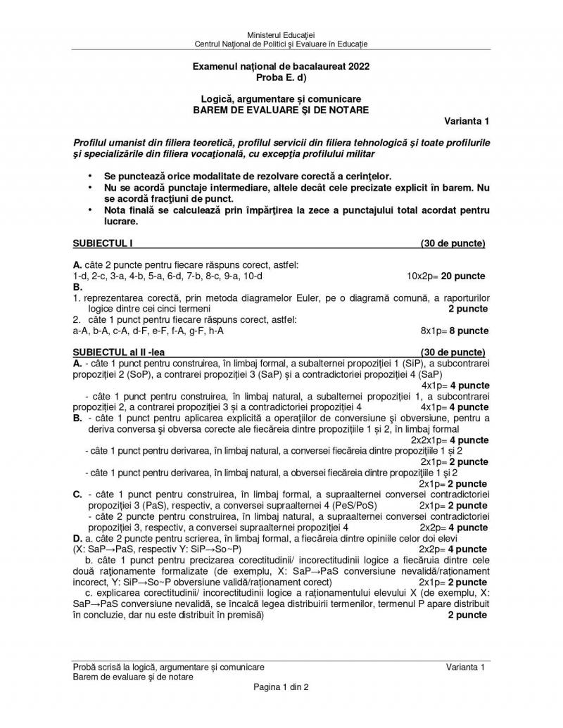 Cum se rezolvă subiectele la logică de la Bacalaureat 2022. Baremul de corectare a fost publicat