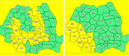 Ploi torenţiale, vijelii şi grindină până duminică seara, în 25 de judeţe. Cod galben emis de meteorologi