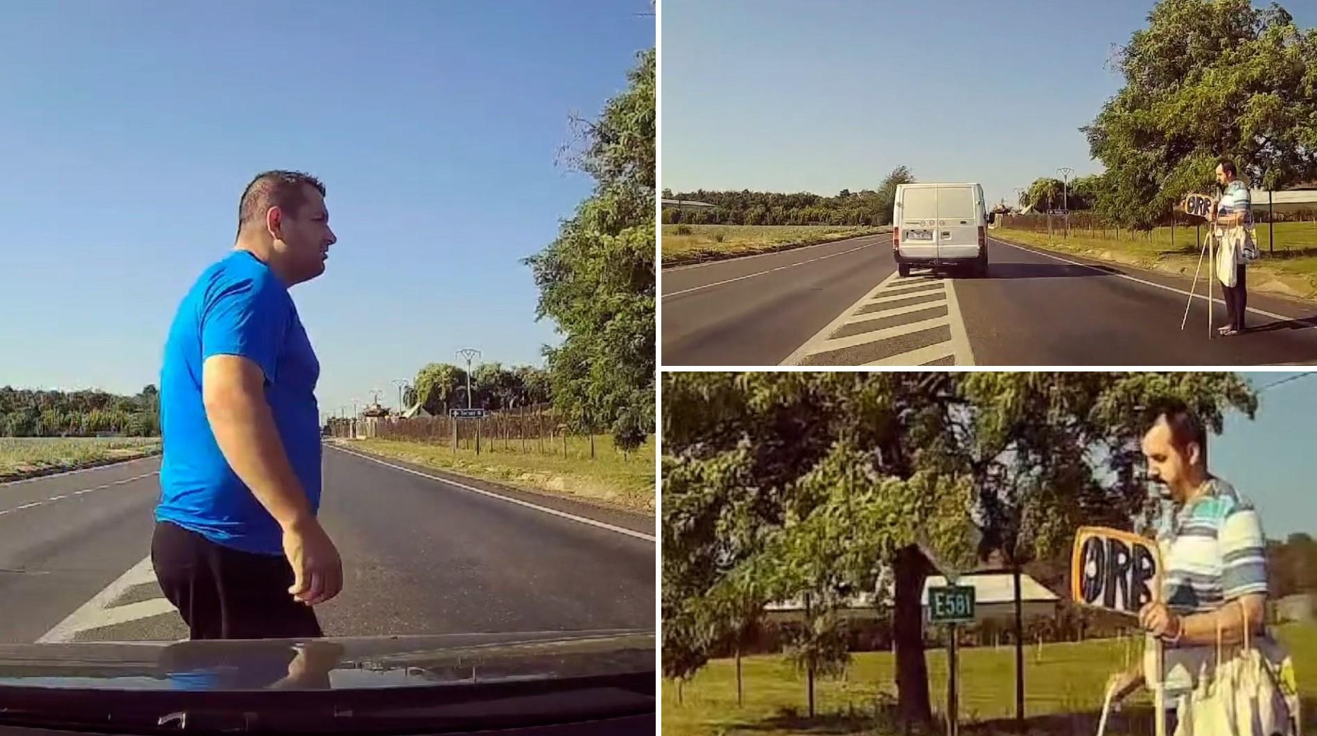Bărbat nevăzător, ocolit cu brio de șoferi timp de zeci de minute, pe o șosea din Galați