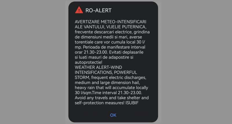avertizare RO ALERT de furtună în București