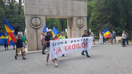 Protest lângă operele lui Brâncuși, la Târgu Jiu