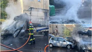 Incendiu sau mână criminală: 5 maşini au fost mistuite de flăcări, iar alte 3 serios avariate, pe o stradă din Braşov