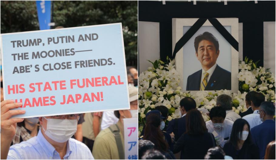 Funeraliile lui Shinzo Abe, între proteste și rugăciuni. În doar 30 de minute, 10.000 de oameni au depus flori în fața portretului fostului politician Funeraliile lui Shinzo Abe, între proteste și rugăciuni. În doar 30 de minute, 10.000 de oameni au depus flori în fața portretului fostului politician