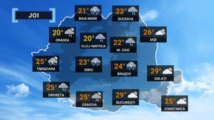 hartă meteo cu vremea din data de 29 septembrie 2022