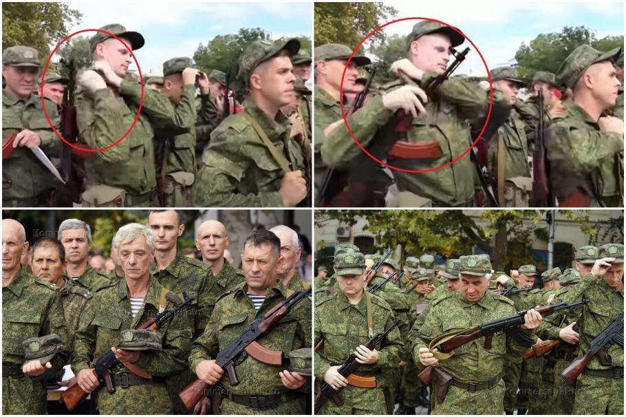 Imagini jenante cu un soldat rus care nu știe să țină arma pe umăr. Occidentul râde și de ”armata de bătrâni” a lui Putin Imagini jenante cu un soldat rus care nu știe să țină arma pe umăr. Occidentul râde și de ”armata de bătrâni” a lui Putin
