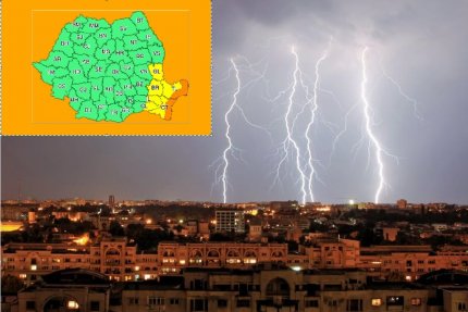 METEO. Cod galben şi portocaliu de furtuni, în Dobrogea, estul Munteniei şi sudul Moldovei. Pe litoral vor fi averse torenţiale