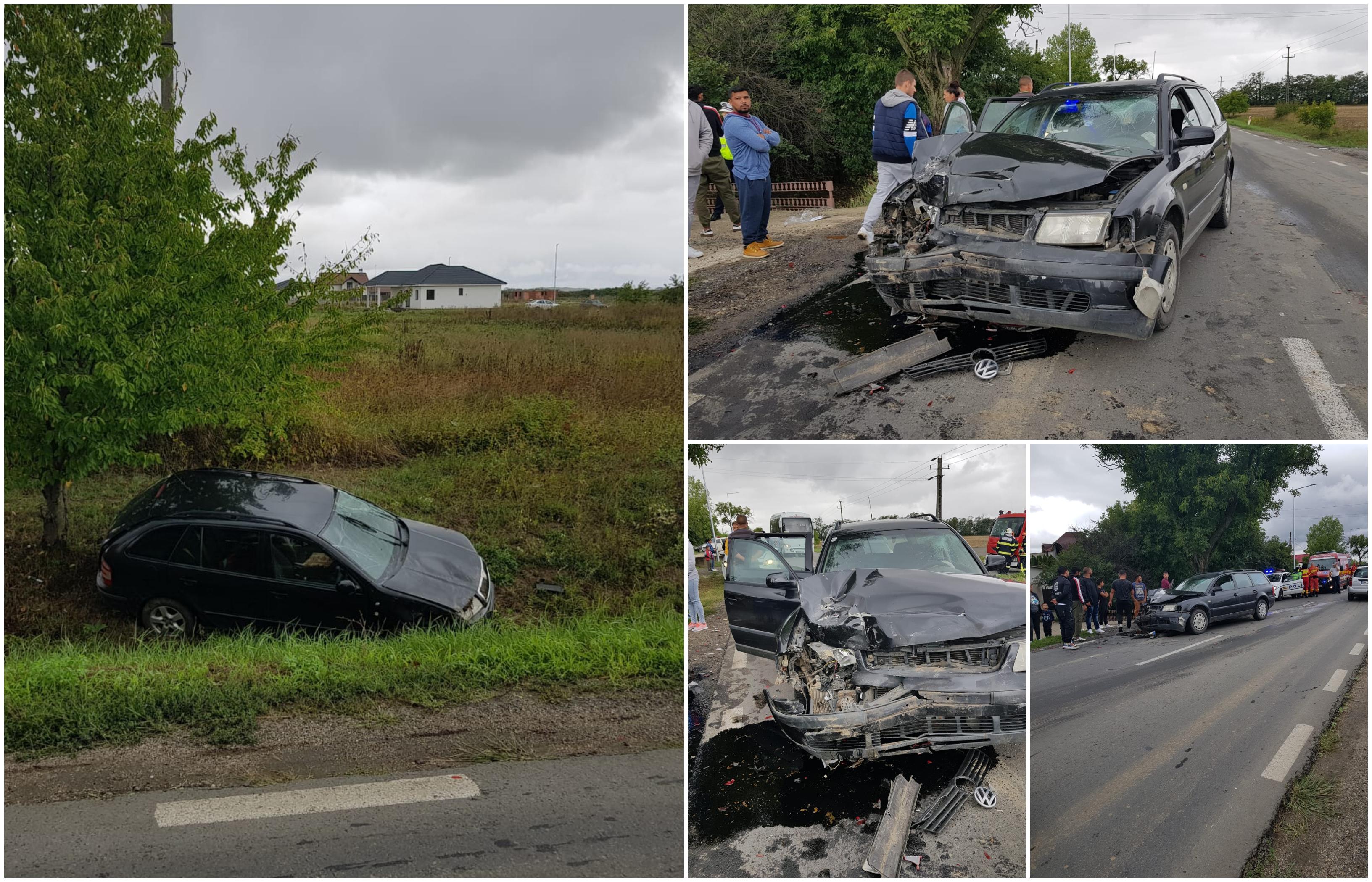 Accident între două maşini, pe un drum din Satu Mare