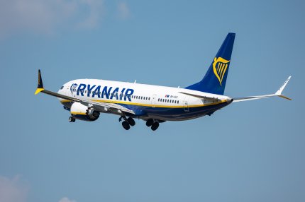 avion Ryanair în timpul decolării