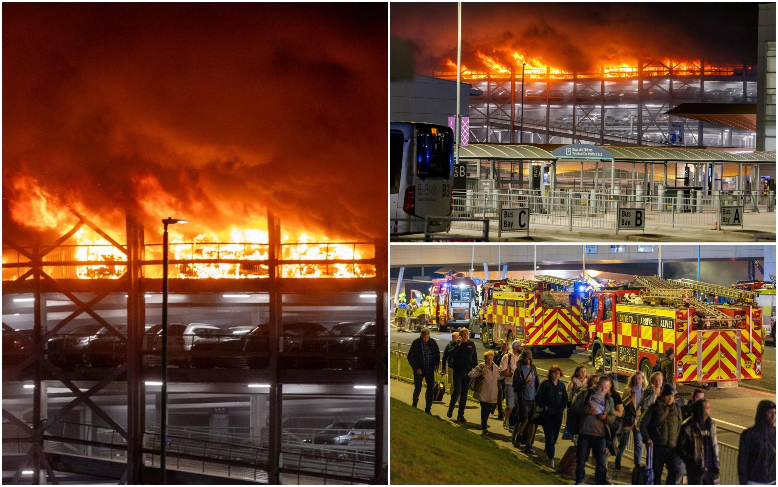 Panică pe Aeroportul Luton din Londra. Un incendiu devastator a izbucnit într-o parcare, zeci de maşini au fost făcute scrum. Zborurile, suspendate