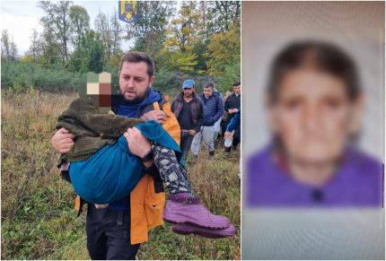 Octogenară, găsită ghemuită şi înfrigurată, după 3 zile într-o pădure din Botoşani. A fost adusă acasă pe braţe, de un poliţist