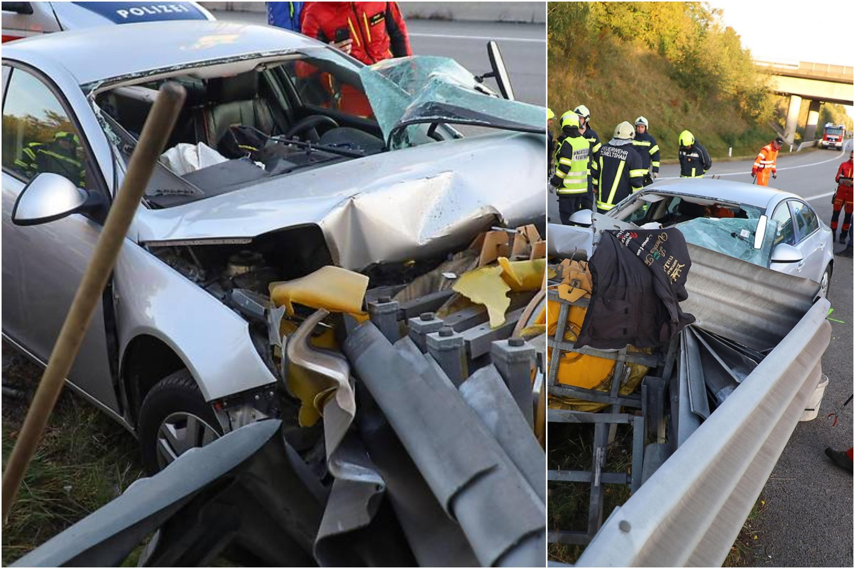 Un român de 20 de ani aproape şi-a ucis tatăl, după ce a adormit la volan. Bărbatul a fost aruncat prin parbriz, după ce maşina a lovit un parapet, în Austria
