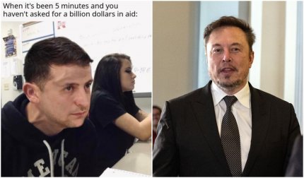 Zelenski, ironizat de Elon Musk: "Când au trecut 5 minute şi nu ai cerut un miliard de dolari ajutor". Reacţii ironice din partea ucrainenilor