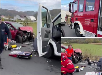 Accident cu victime în Hunedoara. O persoană a rămas blocată între fiare şi două sunt rănite, după ce o maşină şi un camion s-au ciocnit