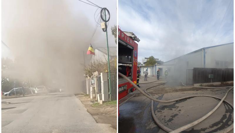 Incendiu la un service auto din Bragadiru. Mari degajări de fum în Ilfov, lângă Capitală