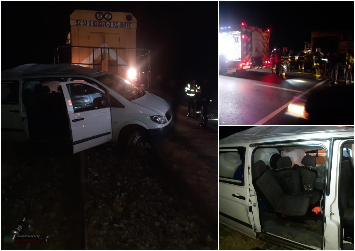 Un tren a lovit din plin o autoutilitară pe o cale ferată din Rădăuţi. Patru persoane rănite grav, dintre care una inconştientă