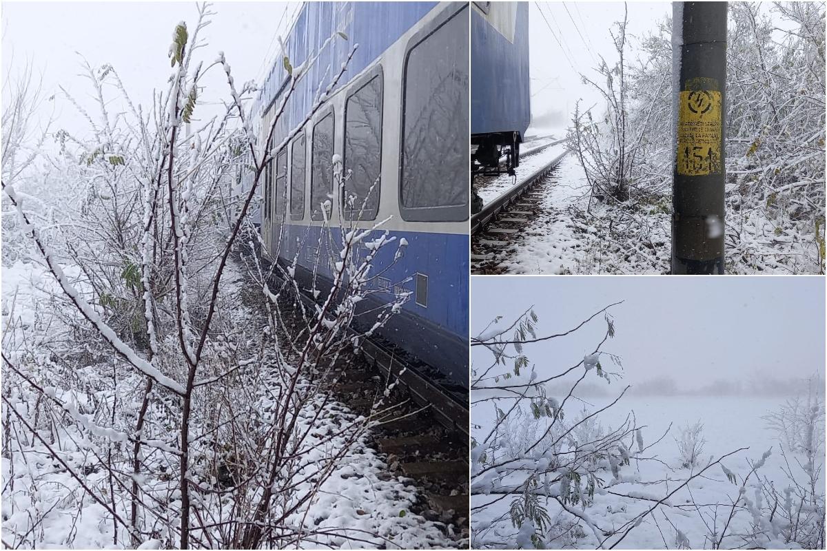 Un tren cu 130 de oameni a rămas blocat în Brăila. Pasagerii îndură frigul, după ce un fir de tensiune s-a rupt. Viscolul perturbă circulaţia feroviară