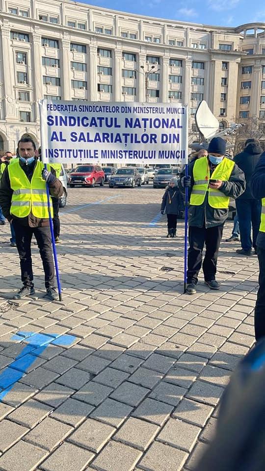 Protest al Sindicatului Național al Salariaților din Instituțiile Ministerului Muncii