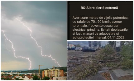 Alertă meteo de vreme rea în 4 judeţe