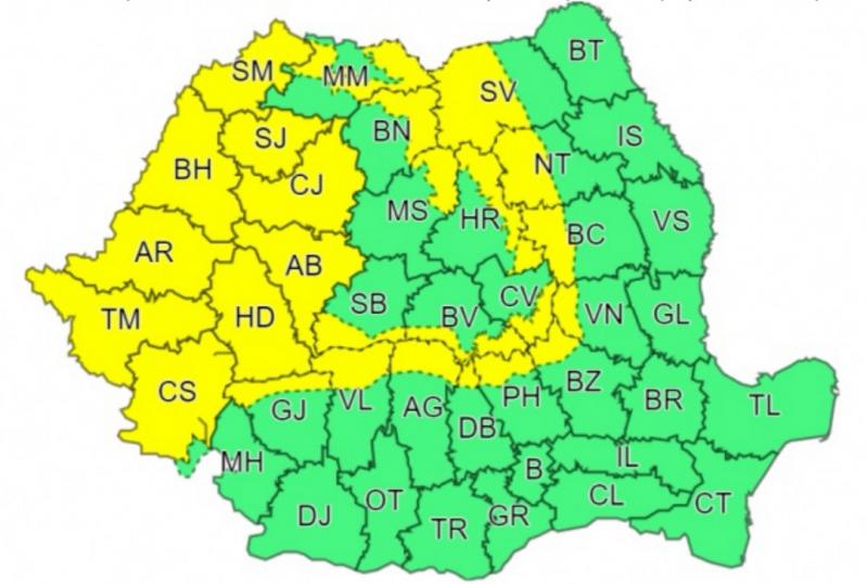 Cod galben de vânt puternic în 26 de judeţe: rafalele vor depăşi 100 km/h. Zonele vizate de avertizarea ANM Cod galben de vânt puternic în 26 de judeţe: rafalele vor depăşi 100 km/h. Zonele vizate de avertizarea ANM
