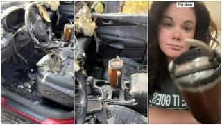 O femeie, virală pe TikTok după ce termosul ei plin cu gheață a scăpat intact din incendiul care i-a distrus mașina. Gestul surprinzător făcut de producătorul cănii