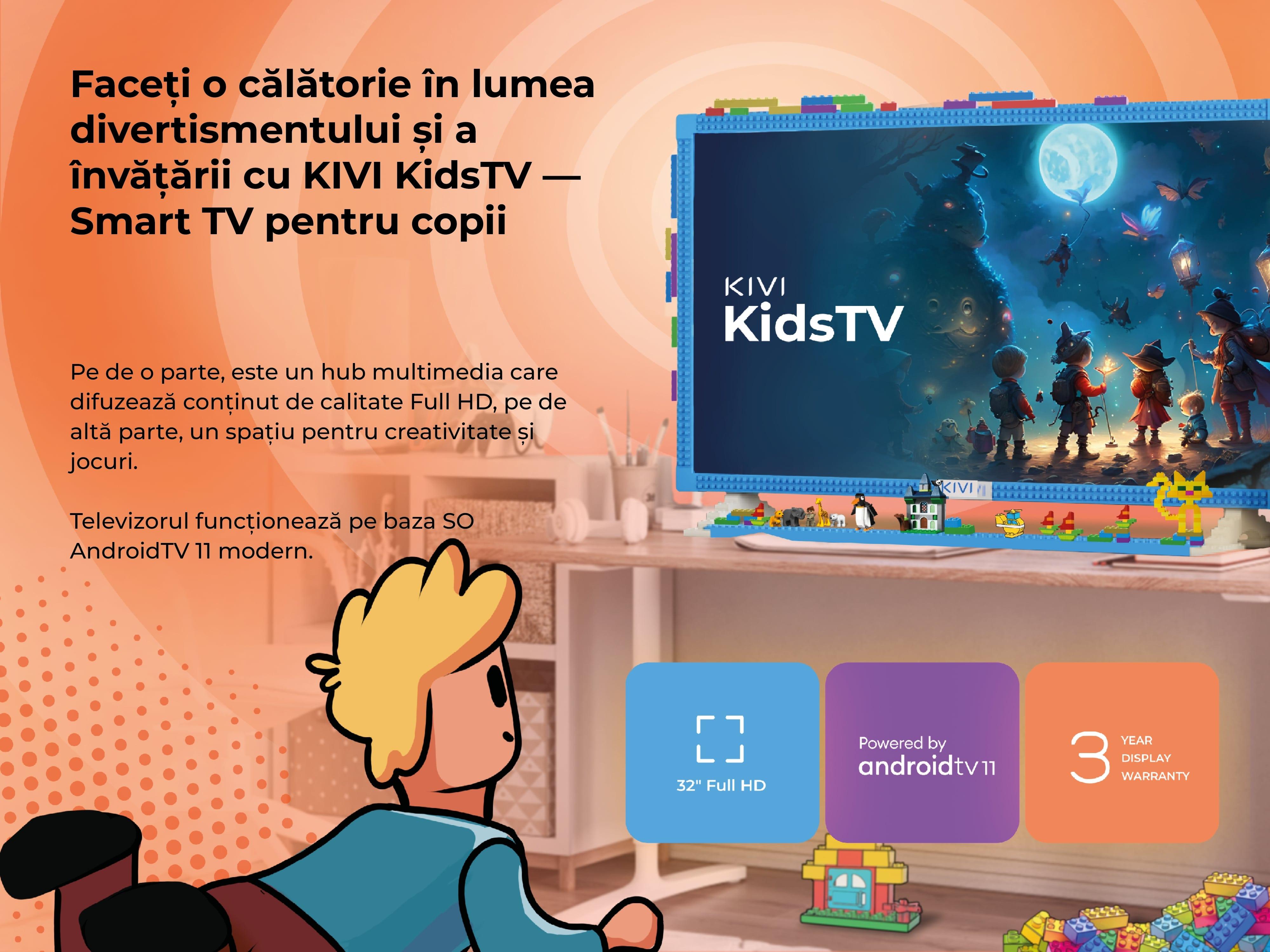 (P) Premieră pe piața din România: KIVI a lansat un televizor inteligent creat special pentru spațiul destinat copiilor