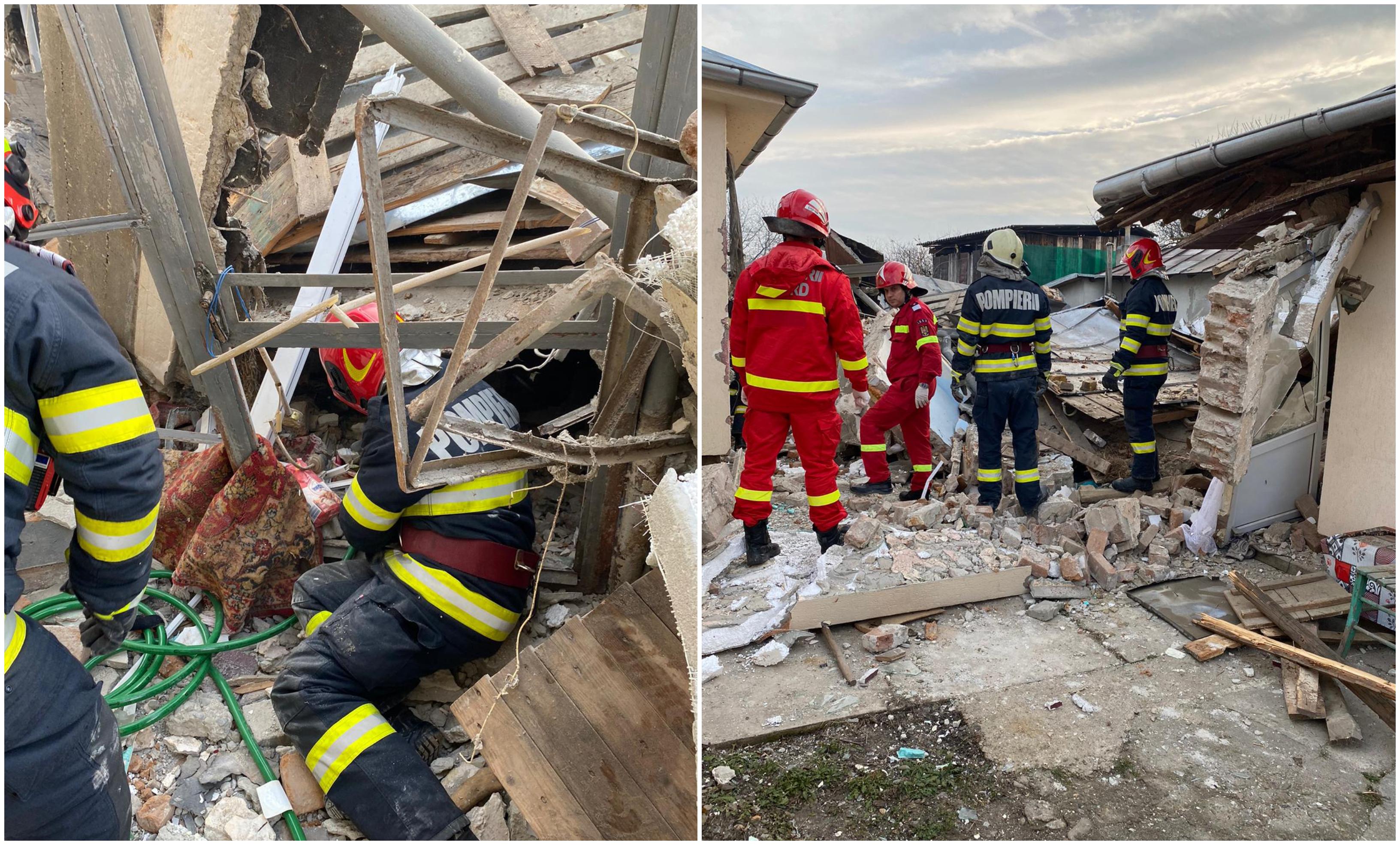 Explozie într-o casă din Prahova. O femeie de 80 de ani a fost prinsă sub dărâmături: victima, conştientă