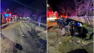 Şofer de 29 de ani cu permisul suspendat, mort după ce s-a răsturnat cu maşina, în Mehedinţi. Un pasager de 20 de ani a fost rănit