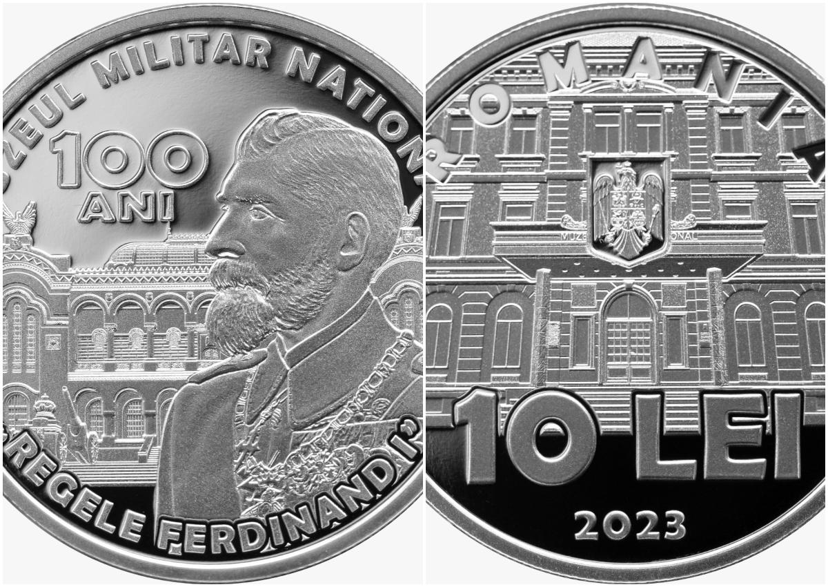 Monedă de argint de 10 lei, lansată de BNR cu ocazia a 100 de ani de la înființarea Muzeului Militar Național. Cu cât se vinde