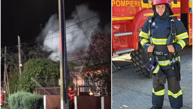 Un pompier aflat în timpul liber a pătruns într-o casă în flăcări şi a salvat viaţa unui bărbat, în Neamţ. Incendiul ar fi izbucnit de la o lumânare
