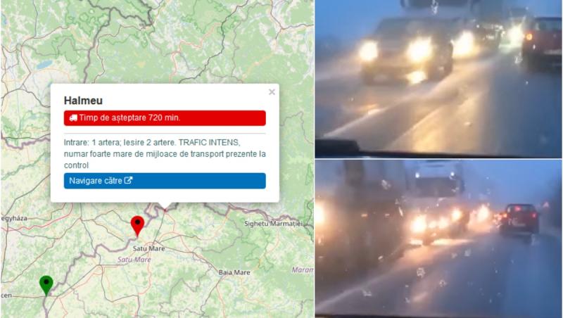 Cozi kilometrice de TIR-uri la Vama Halmeu. Din cauza protestelor vameșilor ucraineni, timpul de aşteptare este de 12 ore