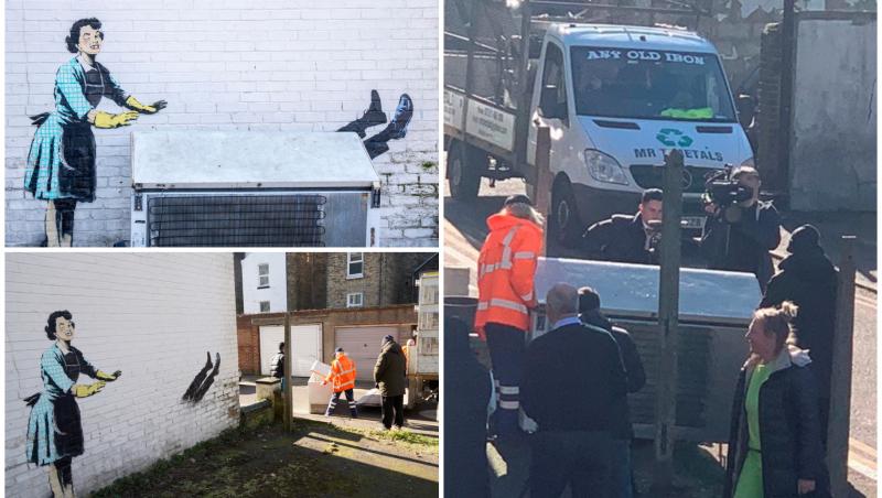 Un mural de Banksy, distrus de agenţii de la salubritate la nici o zi de când a fost dezvăluit. "Motive de securitate"