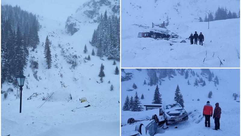 Zeci de turiști blocați la cabana Capra, lovită de avalanșă noaptea trecută. Pompieri din patru județe intervin cu șenilatele pentru a-i evacua 