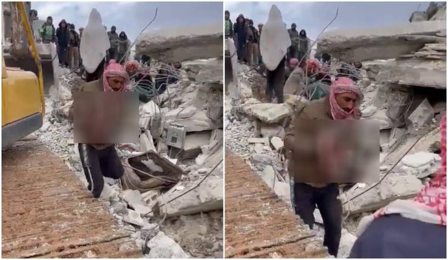 O femeie a născut sub dărâmăturile unei clădiri, în Siria. Mama și-a protejat bebelușul cu propriul trup, până în ultima clipă O femeie a născut sub dărâmăturile unei clădiri, în Siria. Mama și-a protejat bebelușul cu propriul trup, până în ultima clipă