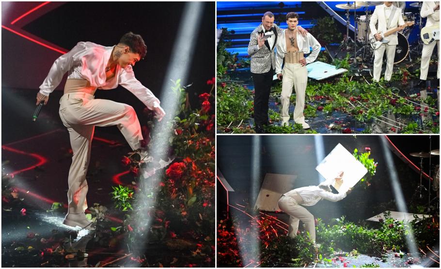 Momentul uluitor de la celebrul festival Sanremo care a stârnit furie printre italieni: Cântăreţul Blanco a distrus decorul din trandafiri, într-o criză de nervi Momentul uluitor de la celebrul festival Sanremo care a stârnit furie printre italieni: Cântăreţul Blanco a distrus decorul din trandafiri, într-o criză de nervi