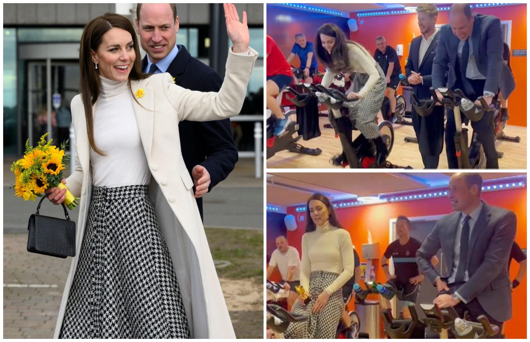 Prinţul William şi Kate Middleton s-au întrecut la spinning