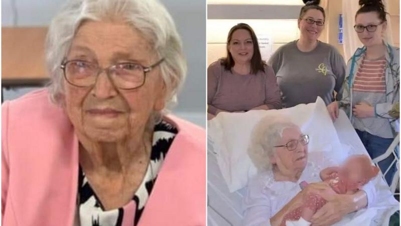 Momentul în care o bunicuţă cu 622 de urmaşi îşi întâlneşte pentru prima dată stră-stră-strănepoata. Femeia are 23 de copii şi 230 de stră-strănepoţi