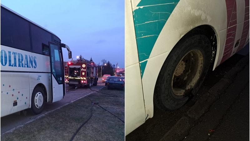 Panică în Miercurea Ciuc, după ce roata unui autocar care transporta 33 de copii şi 4 cadre didactice a luat foc