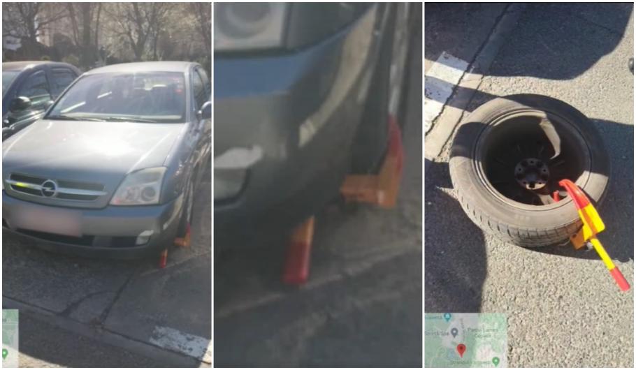 "Şmecheria" pusă în aplicare de un şofer cu roata blocată, în Sectorul 4. Cum a plecat cu maşina, fără să plătească amendă "Şmecheria" pusă în aplicare de un şofer cu roata blocată, în Sectorul 4. Cum a plecat cu maşina, fără să plătească amendă