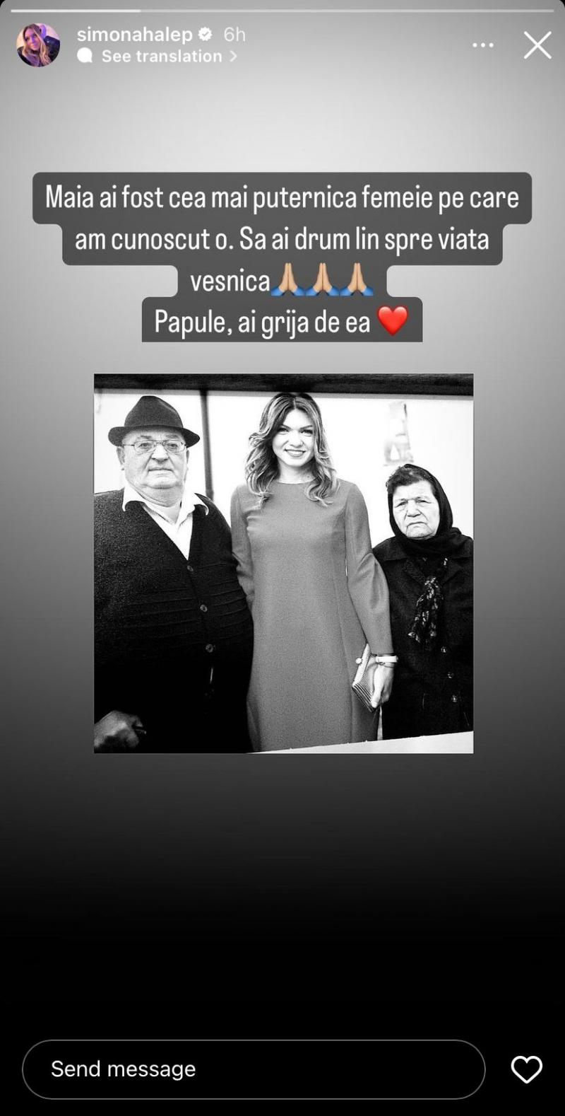 Simona Halep e în doliu. Mesajul emoţionant transmis de sportivă: "Ai fost cea mai puternică femeie"