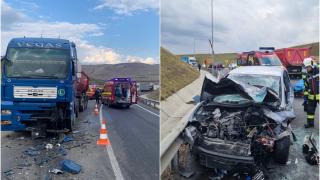 Accident grav la ieșirea de pe A3, în Cluj. Un bărbat de 63 de ani a murit, iar o femeie a fost rănită după ce mașina în care erau s-a izbit de un TIR