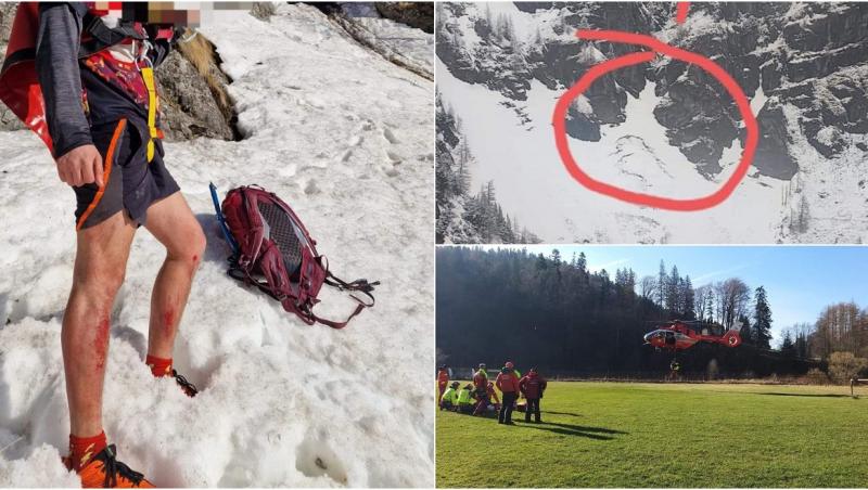 Un bărbat a stat o noapte întreagă în pantaloni scurți în Munții Caraiman. A fost salvat cu elicopterul