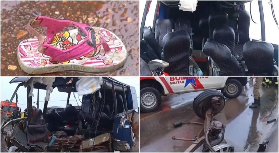 12 suflete au fost spulberate pe un drum din Brazilia, după ce un microbuz și un camion s-au izbit frontal Printre morți se află și un copil