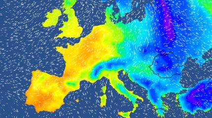 Harta temperaturilor în Europa